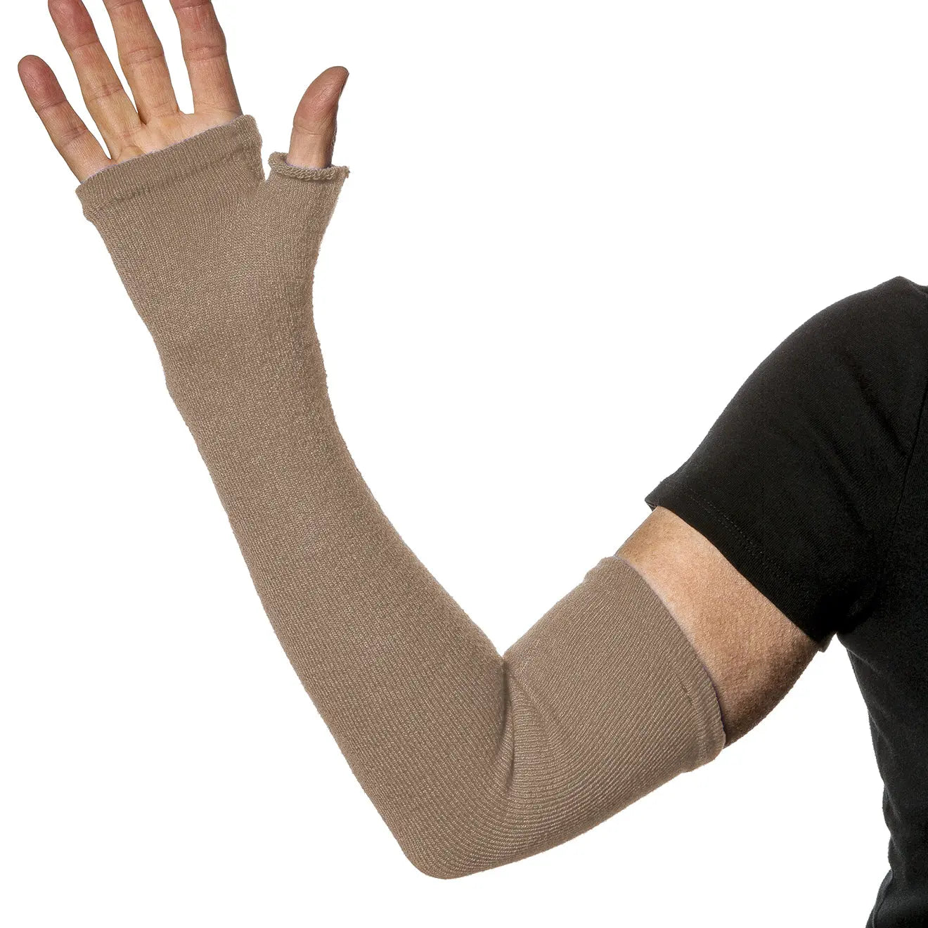 Long Fingerless Gloves - Weak thin skin protection Khaki